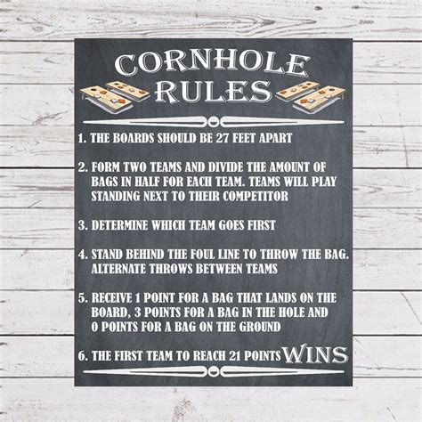 Corn Hole Rules Printable