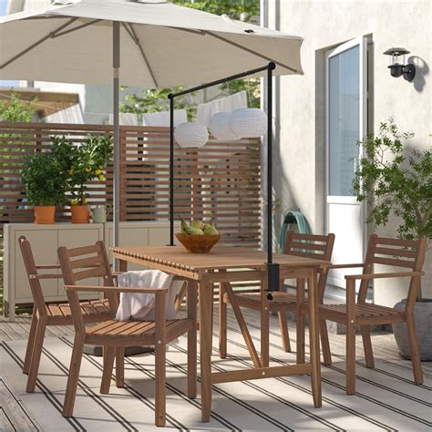 ASKHOLMEN / HELGEÖ table with decorating rod, outdoor dark brown/black ...