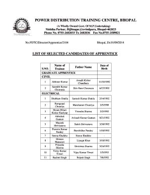 Power Distribution Training Center Bhopal - Fill Online, Printable ...