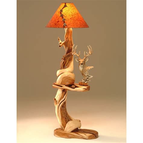 Unique Log Floor Lamp with Built in Table