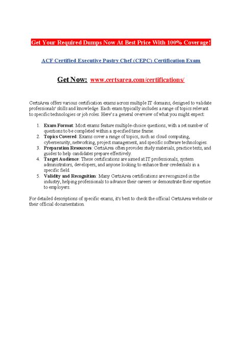 ACF Certified Executive Pastry Chef (CEPC) Certification Exam - Get ...