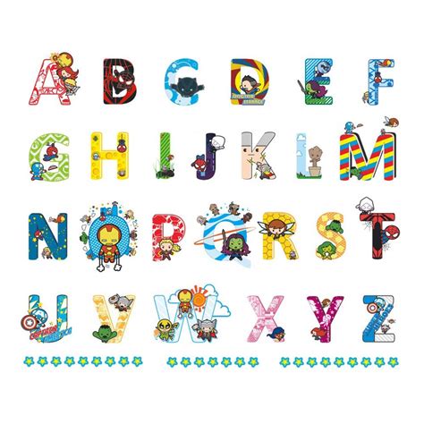 ufengke Alphabet ABC and Superheroes Wall Stickers Stars Letters Wall ...