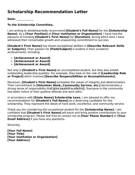 Create Your Scholarship Recommendation Letter With Our Free Form