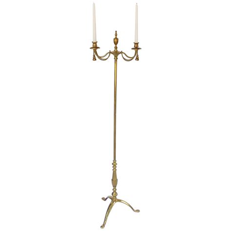 English Tall Floor-Standing Candleholder or Candelabra of Brass For ...