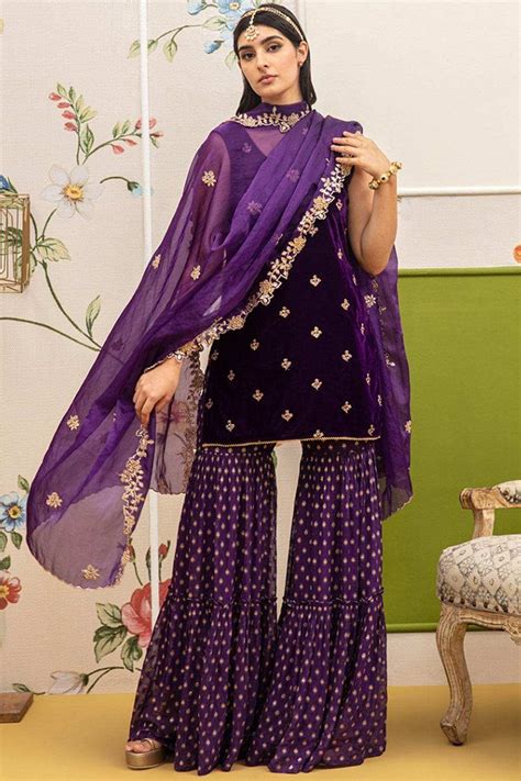 Cyra-Short kurta & sharara with dupatta - Purple – Monk & Mei