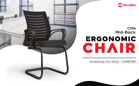 CELLBELL Desire C104 Mesh Mid-Back Ergonomic Office Visitor Chair/Study ...