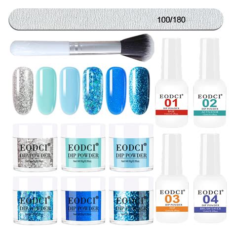 Amazon.com: Eodci 12 Pcs Dip Powder Nail Kit Starter, 6 Colors Glitter ...