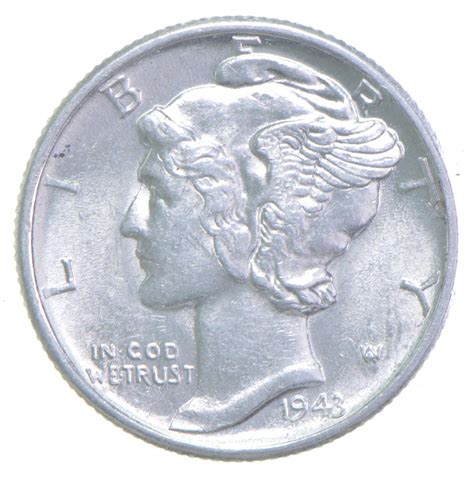 Unc BU MS 1943 US Mercury 90% Silver Dime Coin Collection Lot Set Break ...