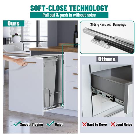 Fineera 50Qt Double Bin Pull-Out Trash Can with Soft-Close India | Ubuy