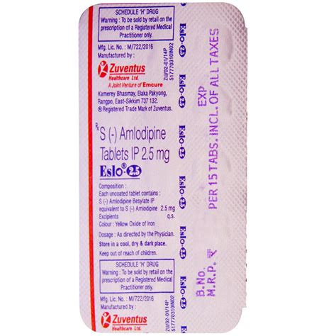 Eslo 2.5 Tablet 15's Price, Uses, Side Effects, Composition - Apollo ...