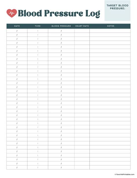 Free Printable Blood Pressure Log - Favorite Printables
