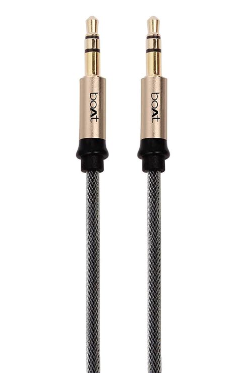 boAt 3.5mm Male to Male Gold Plated Connectors, Metallic Aux Audio Cab