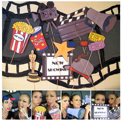 movie photo booth props for a movie night, Oscar bash, Hollywood party ...