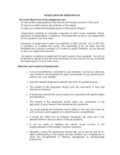 Guidelines for assignment - GUIDELINES FOR ASSIGNMENTS The main ...