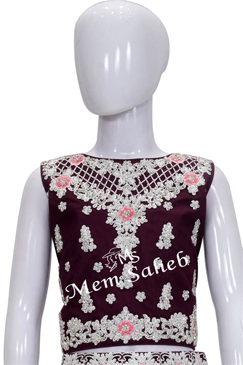 Kids Ghagra Choli Party Wear Wine colour with Contrast Thread Work ...