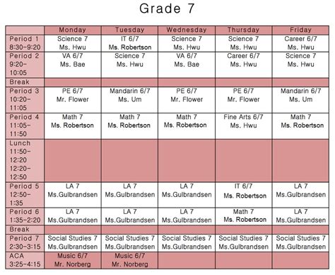 Image result for Class 7 HTML Timetable