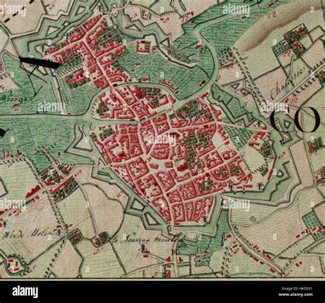 The Ferraris Map of Kortrijk, Belgium, provides a detailed 18th-century ...