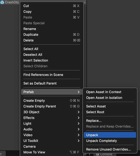 Rezultat imagine pentru How to Unpack Prefab Unity