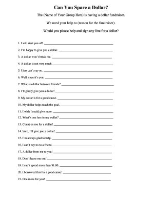 Fundraising for Small Groups Newsletter Can You Spare a Dollar - Fill ...