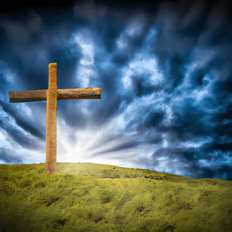 Wooden Cross On A Hill