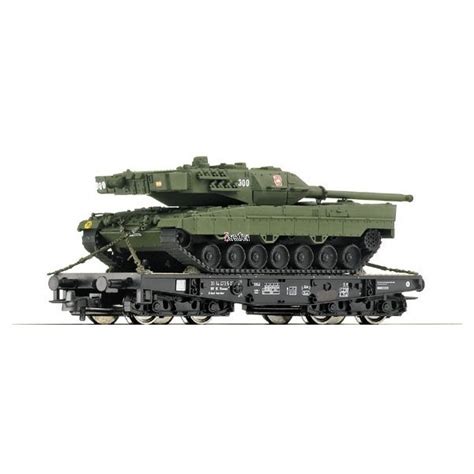 H0 - Plataforma PMM con Tanque Leopardo 2E , DAC Brunete, Marca Roco ...