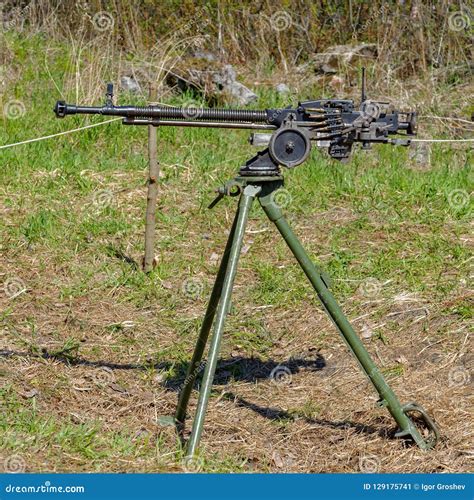 Heavy Machine Gun DShK on Tripod. Stock Image - Image of battle ...