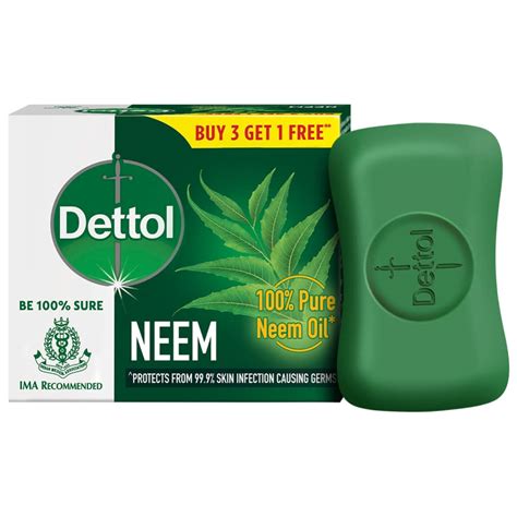 Buy Dettol Neem Bathing Soap Bar With Pure Neem Oil, 75G (Buy 3 Get 1 ...