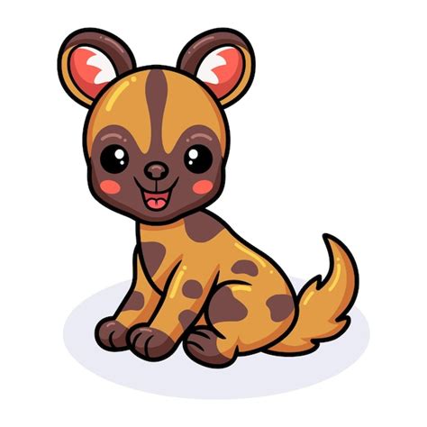 Niedliche wilde Hundekarikatur sitzend | Premium Vektor