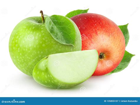 Isolated Apples. Green and Red Apple Fruit with a Piece Isolated on ...