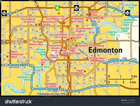 Edmonton, Alberta Area Map Stock Vector Illustration 151046297 : Shutterstock