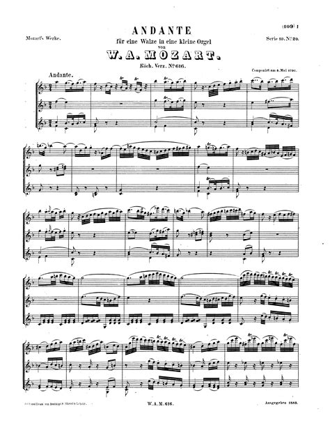 Mozart, Wolfgang Amadeus - Andante in F major, K.616 for Organ - Free ...