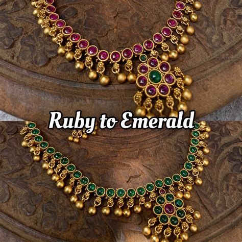 Reversible Kemp attigai with studs – House of Jhumkas