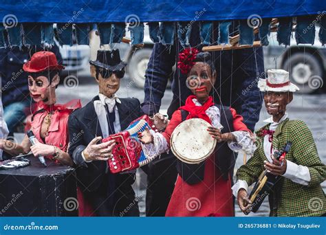 View of Street Puppet Show Theatre, with Puppeteer Puppet Master ...