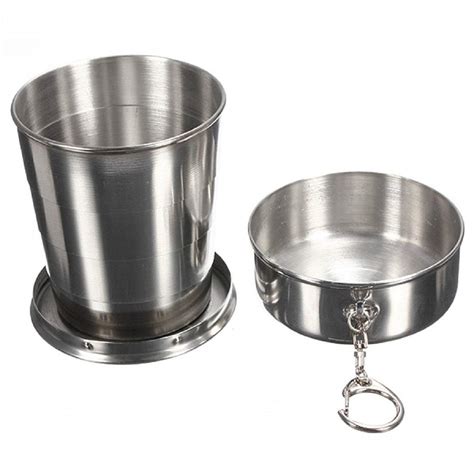 Credly Folding Stainless Steel Travel Mug Cup Glass Camping Water Glass ...