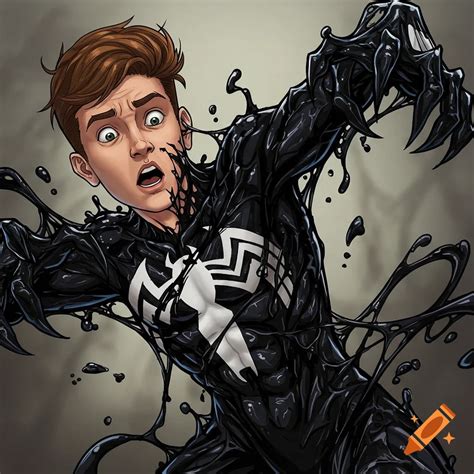 Person transforming into She-Venom symbiote on Craiyon