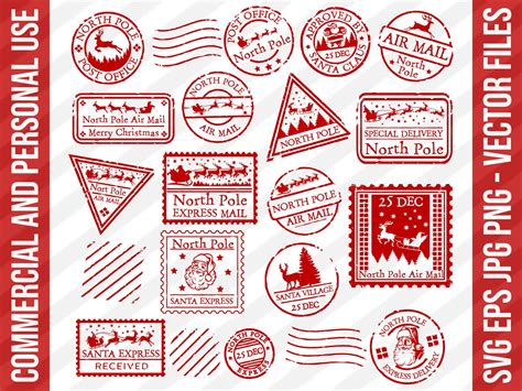 North Pole Stamps Bundle Svg, Christmas Svg Bundle, Christmas Stamps ...