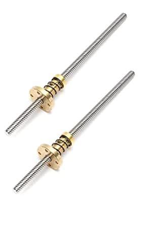 INVENTO 2Pcs 400mm (0.4mtr) Trapezoidal lead screw T8 8mm pitch 2mm ...
