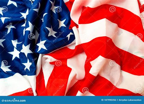 Close Up Front View Shot of Big US Flag for July 4 Stock Photo - Image ...