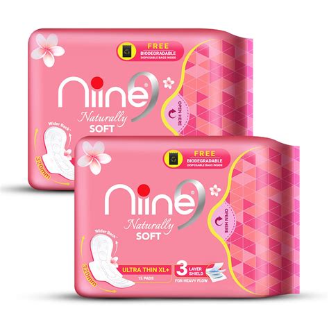 Buy NIINE Naturally Soft Ultra Thin XL+ Sanitary Napkins for Heavy Flow ...