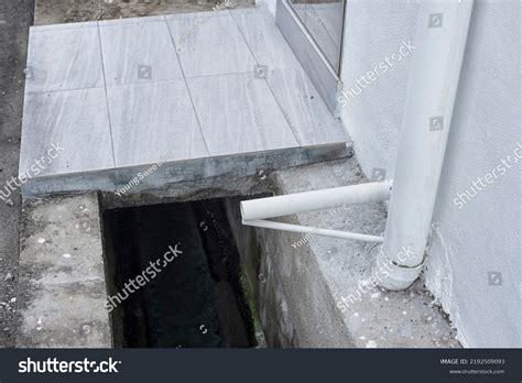 Outdoor Concrete Drainage System Residence Houses Stock Photo ...