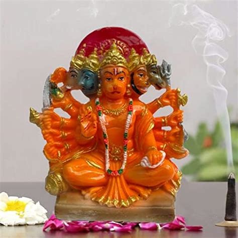 Buy Arnav puja Products panchmukhi Hanuman ji Idol Marble Murti/Statue ...