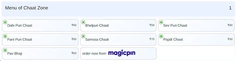 Menu of Chaat Zone, Thottumkalpeedika, Kochi | August, 2026