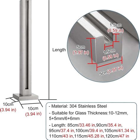 Gruytoie Balcony Glass Railing Post - Stainless Steel Square India | Ubuy
