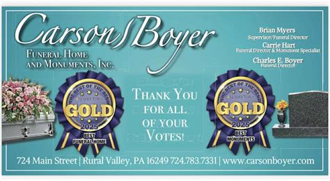 Carson/Boyer Funeral Home and Monuments | Rural Valley PA