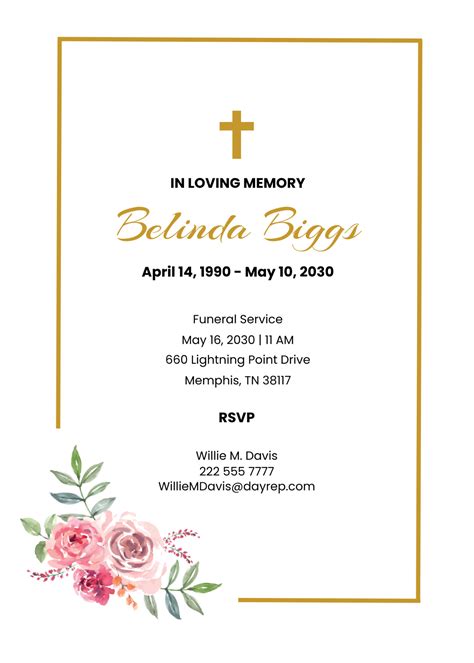 Free In Loving Memory Funeral Card Template to Edit Online