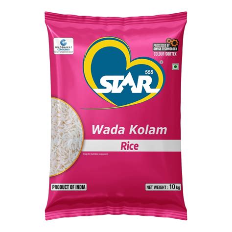 STAR 555 Wada Kolam Rice Pouch – 10 Kg | Extra Long & Fluffy Grains ...