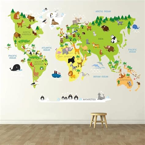 Indian Royals Educational World Map Wall Decor for Wall Sticker Poster ...