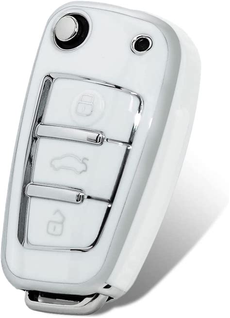 JVCV® Silver Border TPU Key Cover Compatible with Audi A1 A3 A6 Q2 Q3 ...