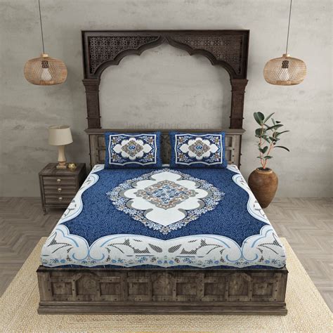 The Grand Sion Blue Cotton Double Bedsheet – JaipurFabric®