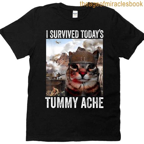 I Survived Todays Tummy Ache Cat Funny T-shirt